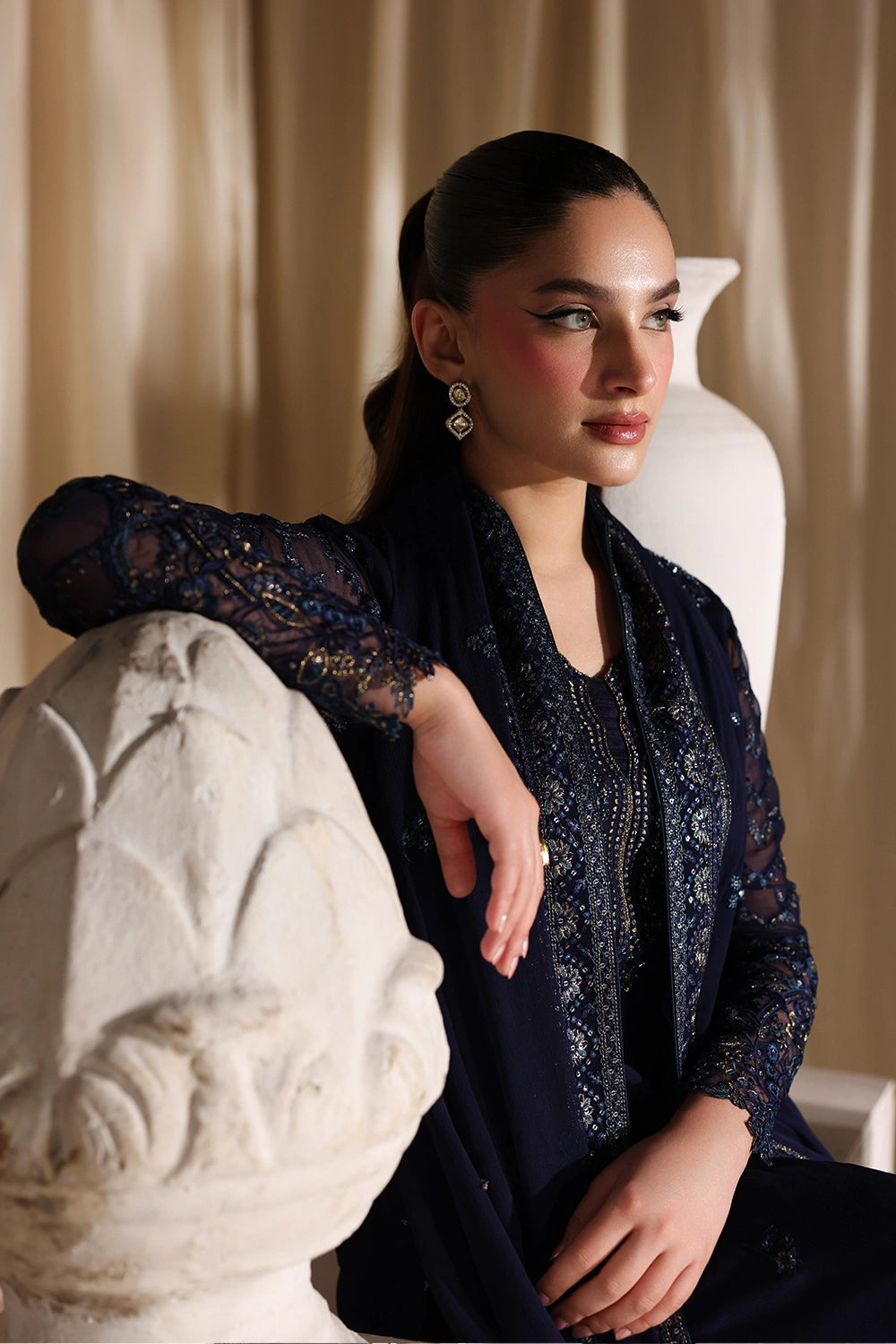 03-Piece Luxury Sequence Chiffon Suit - Ready To Wear