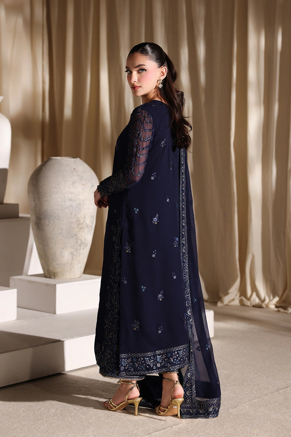03-Piece Luxury Sequence Chiffon Suit - Ready To Wear