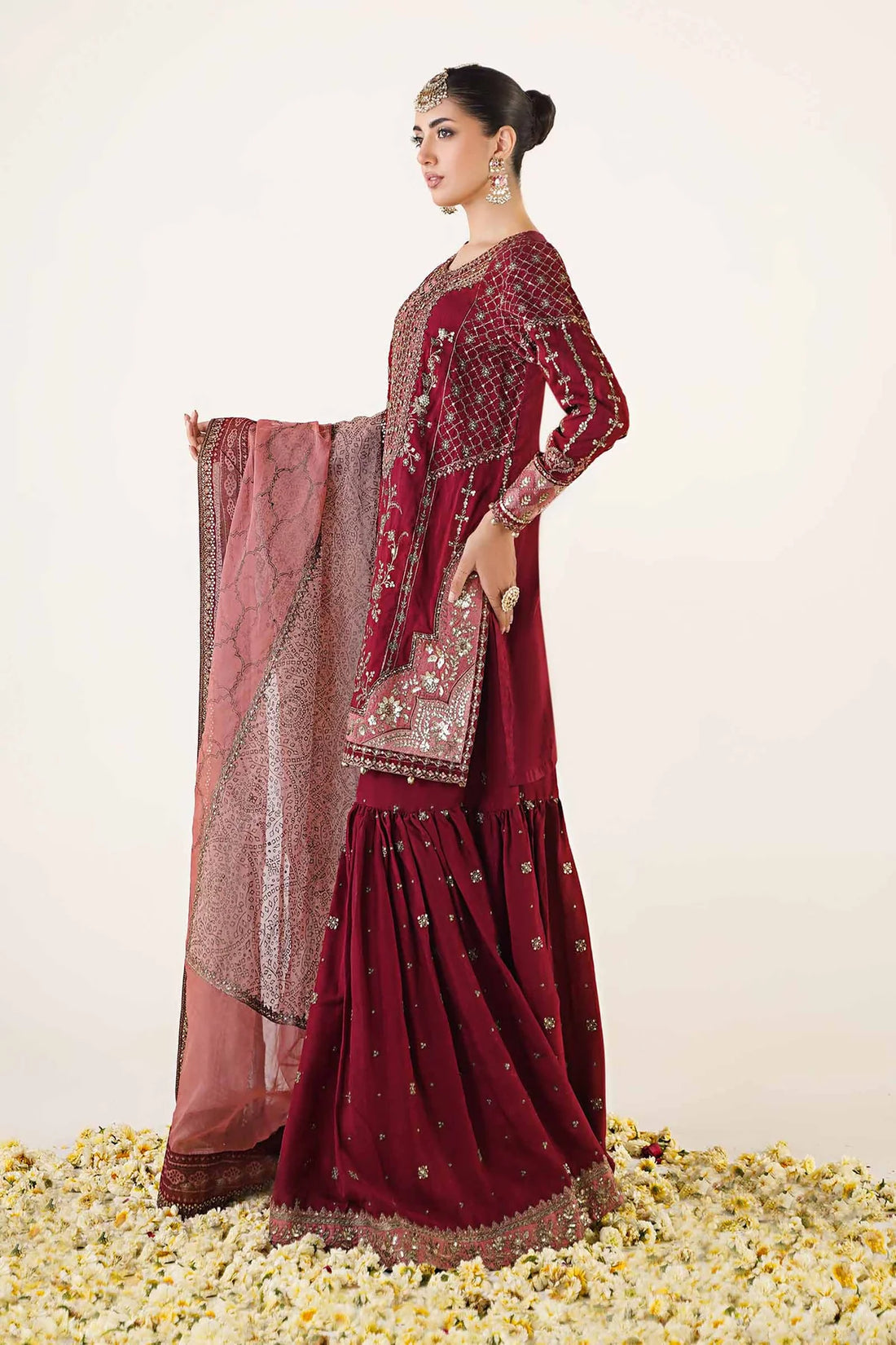 03-Piece Embroidered Chiffon Suit With Silk Dupatta | Ready To Wear