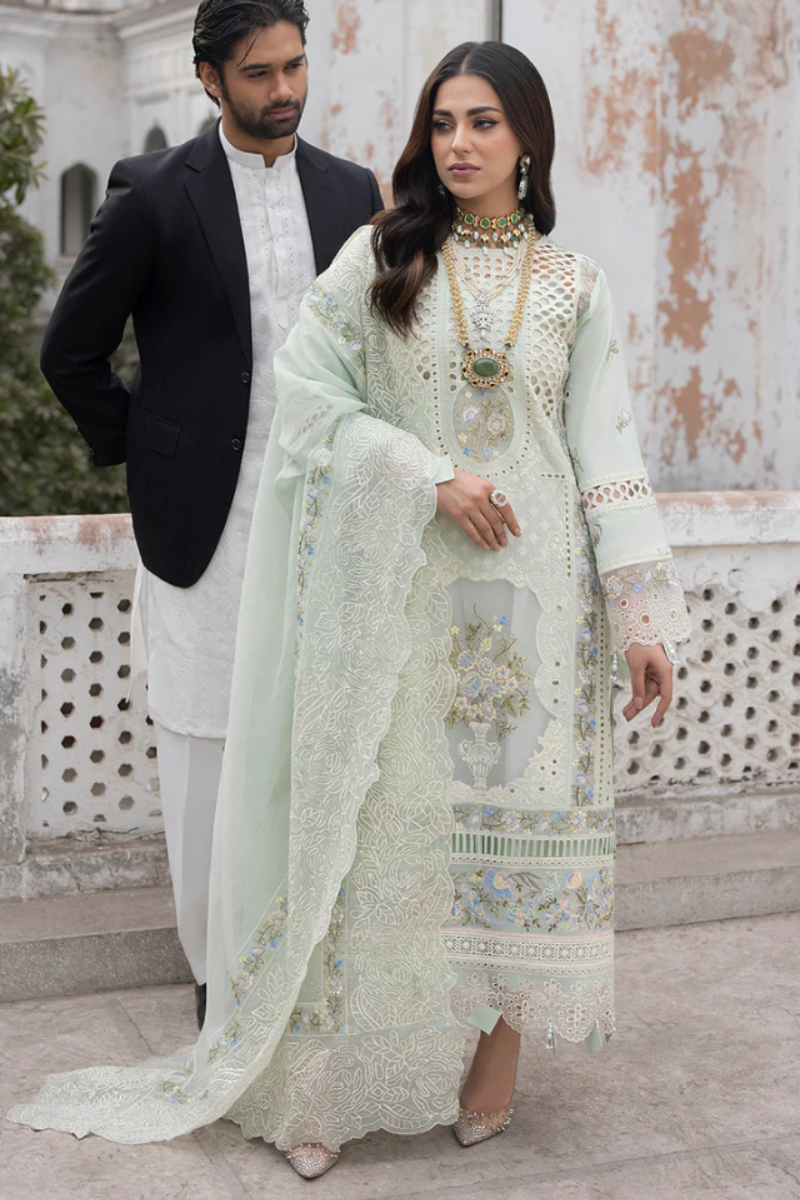 03-Piece  Embroidered Lawn Cotton Suit - Ready To Wear
