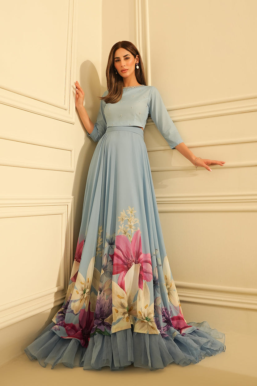 03-Piece Luxury Digital Print Silk  Maxi - Ready To Wear
