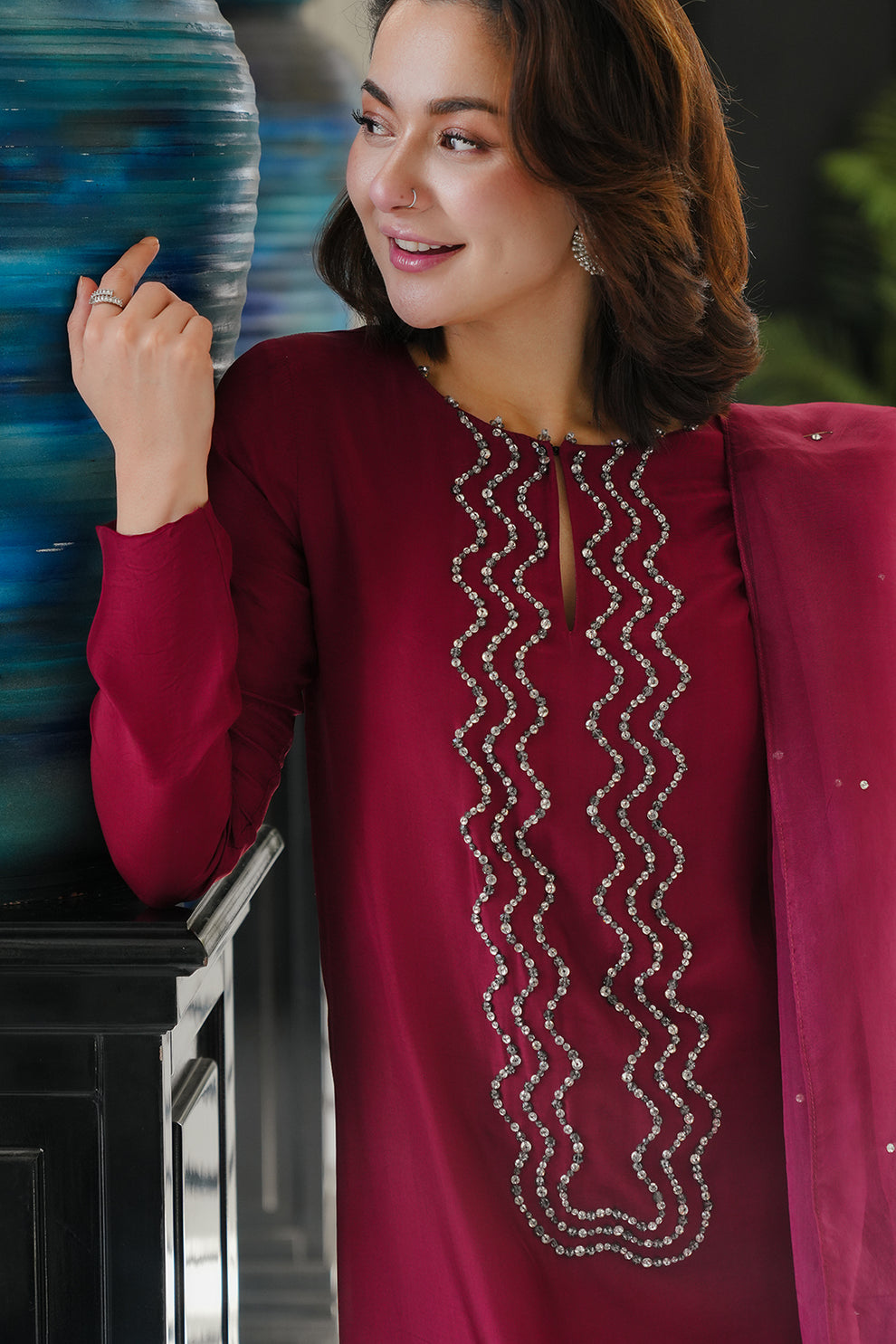 03 Piece  Luxury Silk Suit - Ready  To Wear