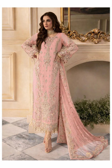 03-Piece Embroidered Chiffon Suit With Net Dupatta | Ready To Wea