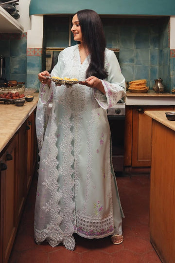 03-Piece Embroidered  Cambric Cotton Suit - Ready To Wear