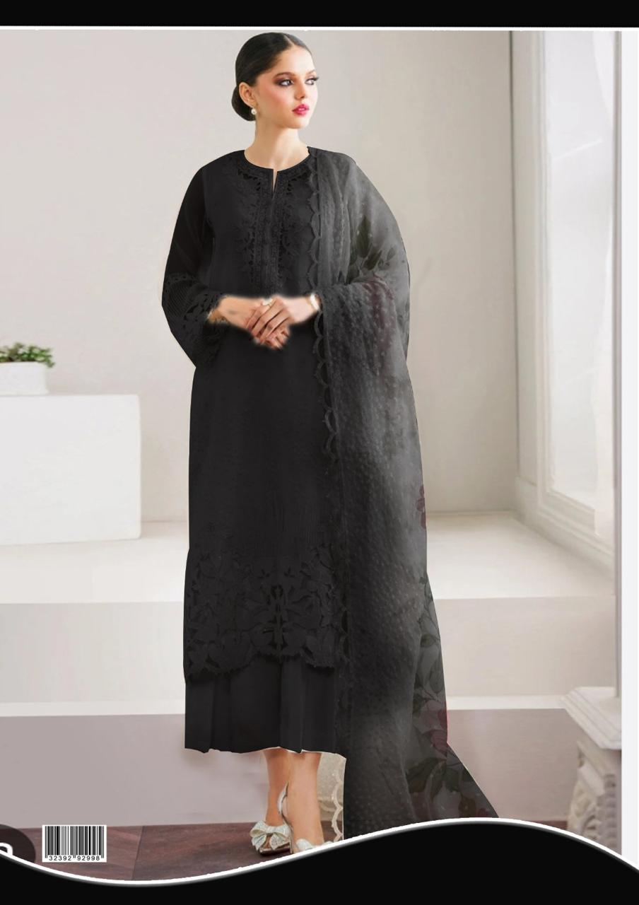 3 Piece Stiched Organza & Silk Suit