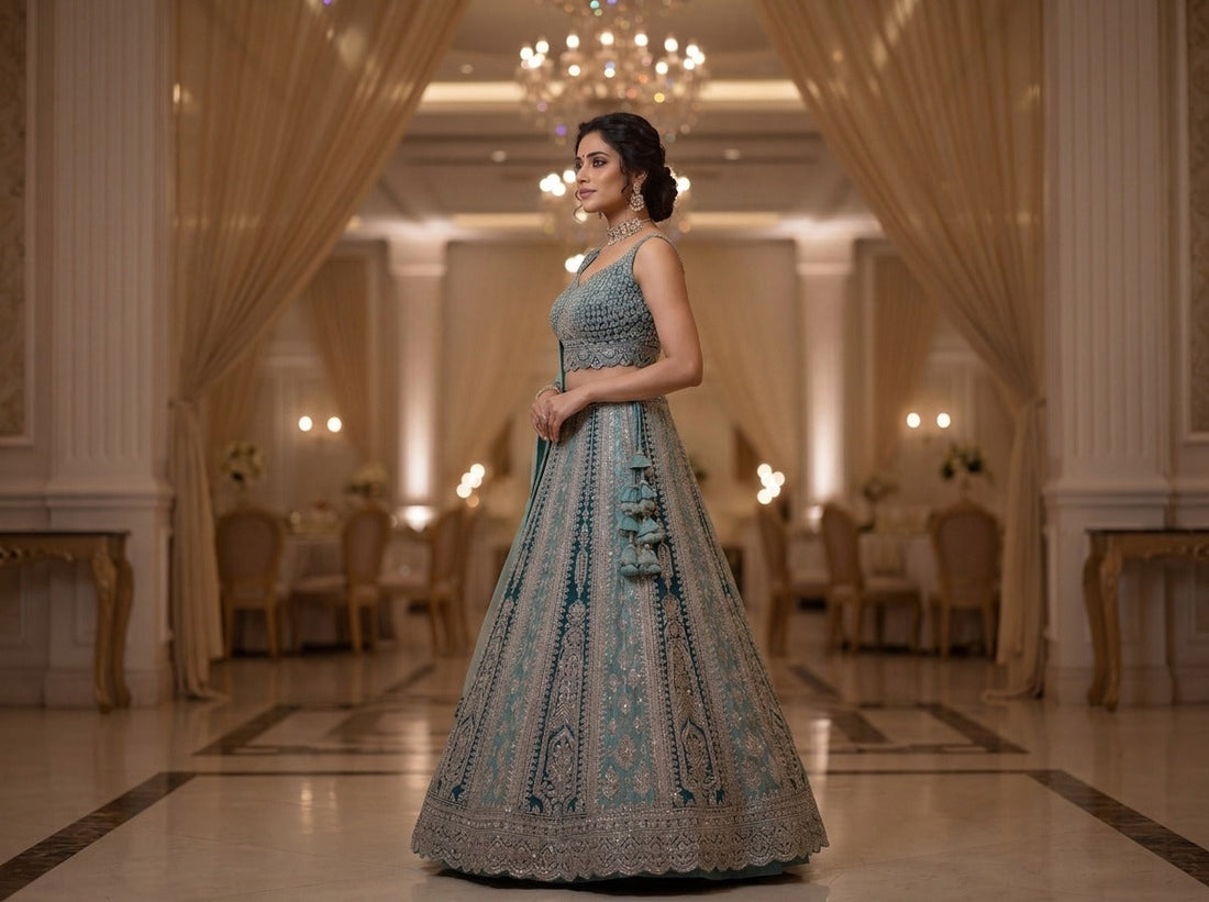 Embroidered Raw Silk Lehnga With Net Dupatta | Ready to wear