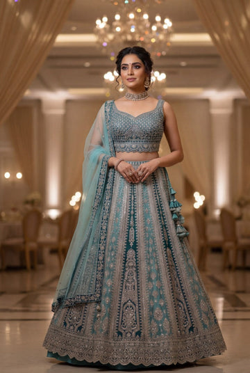Embroidered Raw Silk Lehnga With Net Dupatta | Ready To Wear