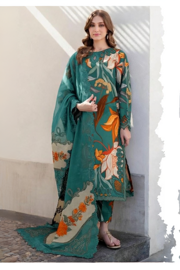 03-Piece Printed Lawn Suit With Chiffon Dupatta| | Ready To Wear