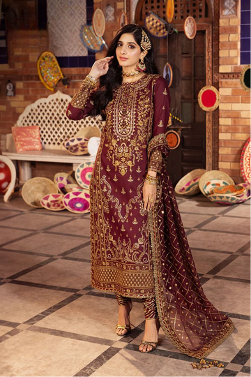 03-piece Heavy Embroidered Chiffon Suit | Ready to wear