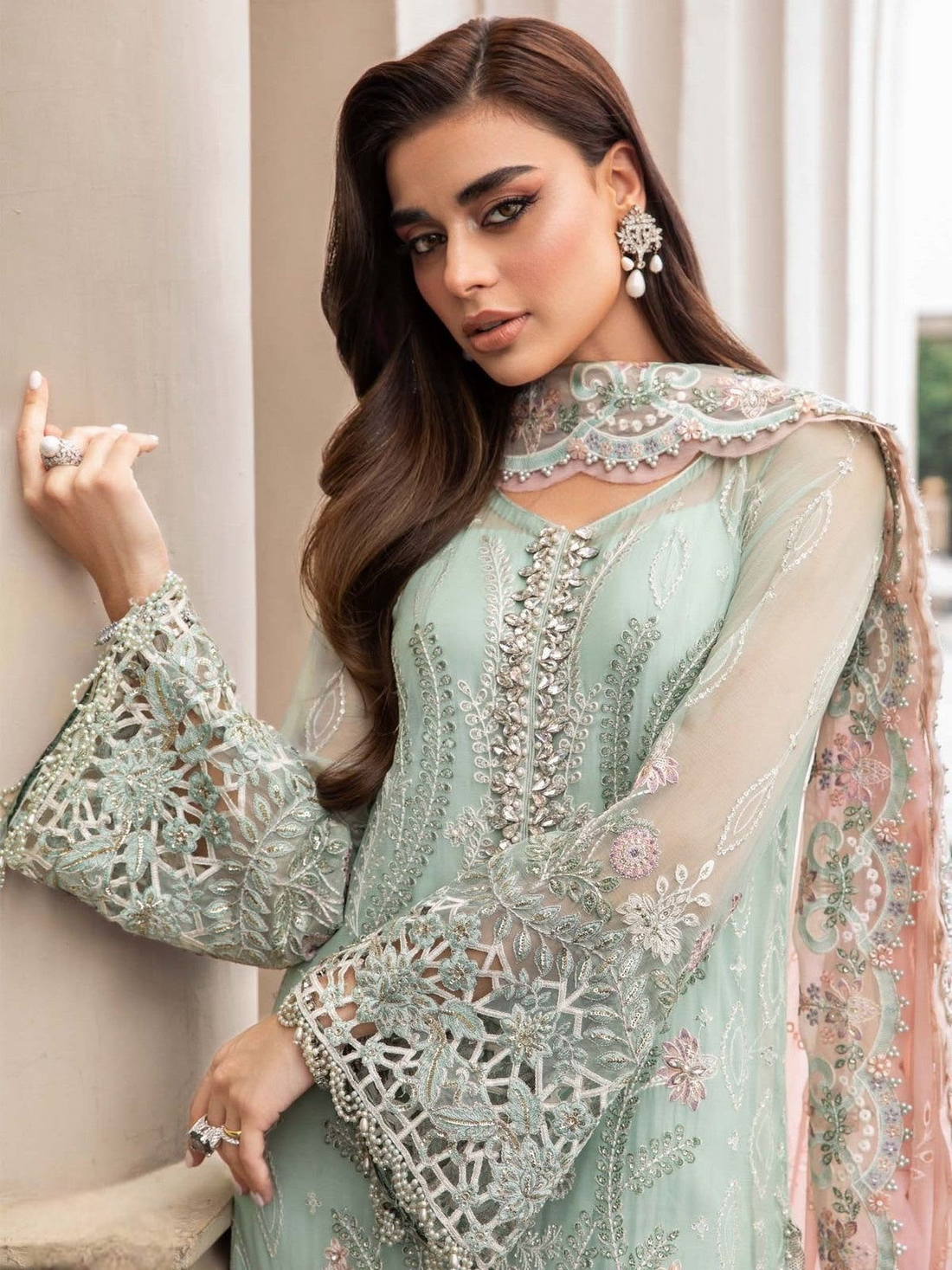 03-piece Chiffon Suit With Heavy Embroidery | Ready to wear