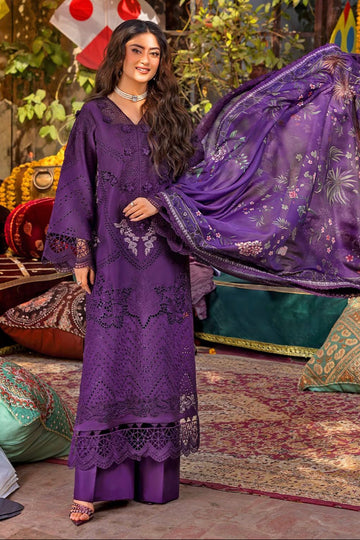 03-piece Embroidered Cotton Suit With Printed Chiffon Dupatta | Ready to wear