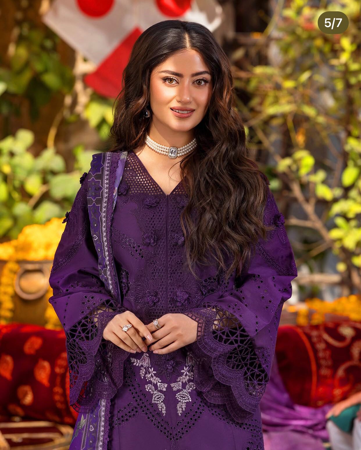 03-piece Embroidered Cotton Suit With Printed Chiffon Dupatta | Ready to wear