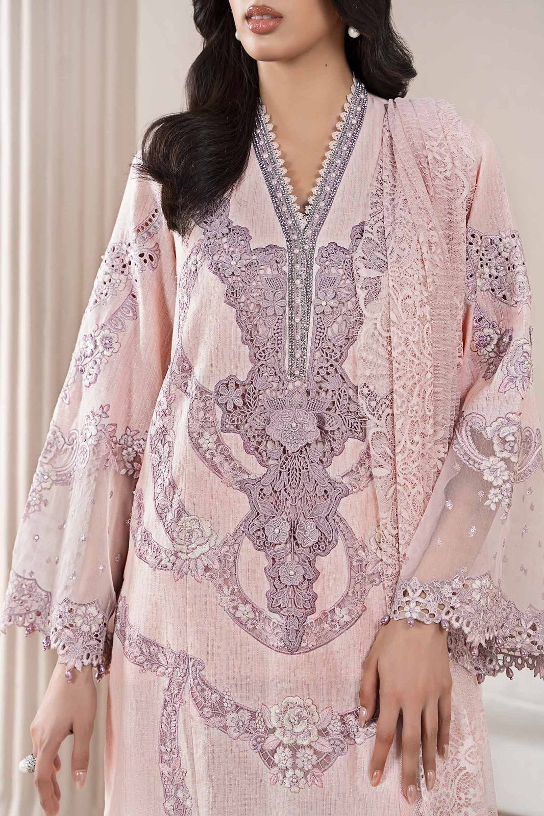 03-Piece Embroidered Lawn Suit With Net Dupatta | Ready To Wear
