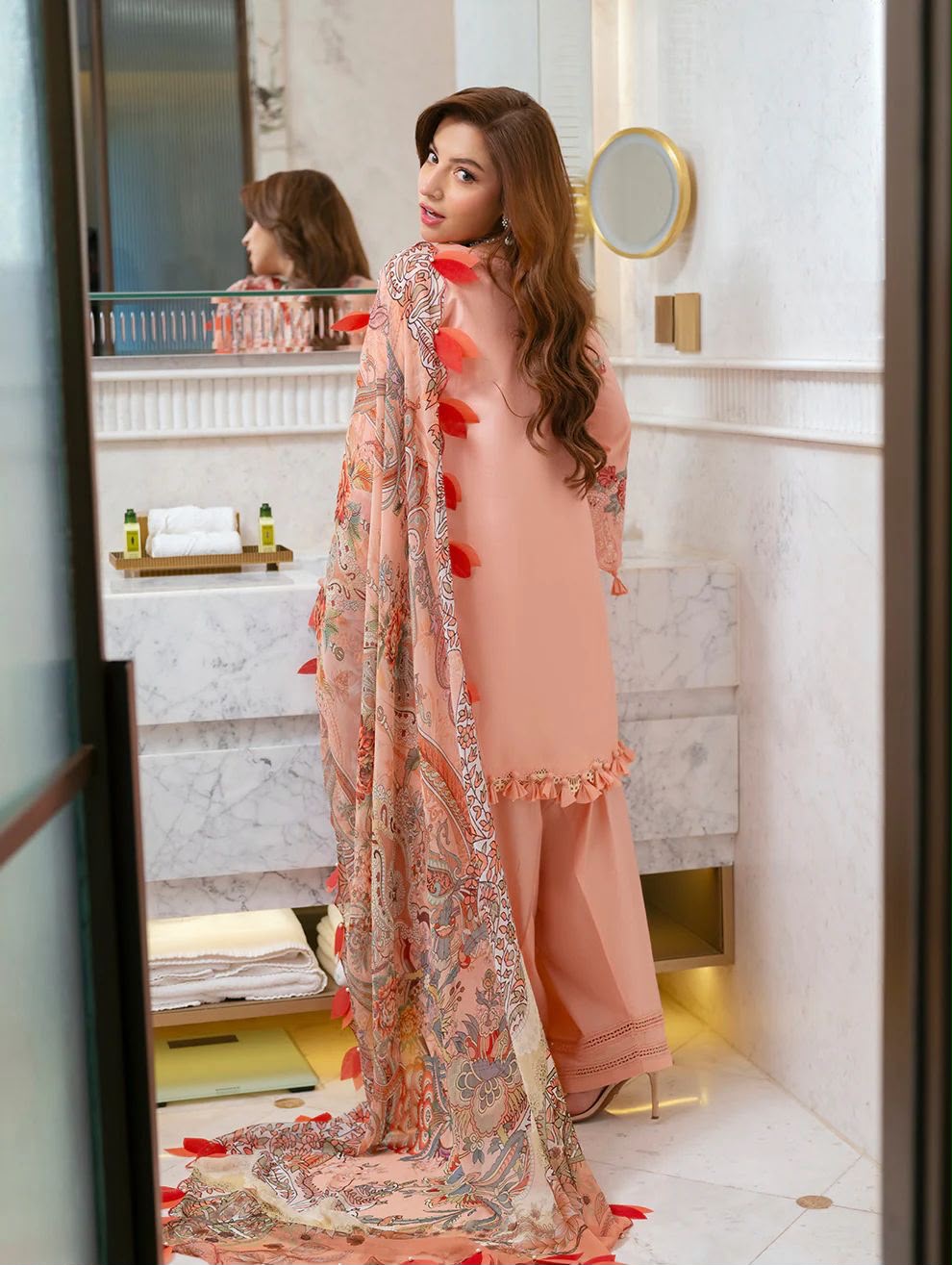 03-Piece Embroidered Lawn Suit With Printed Silk Dupatta | Ready To Wear