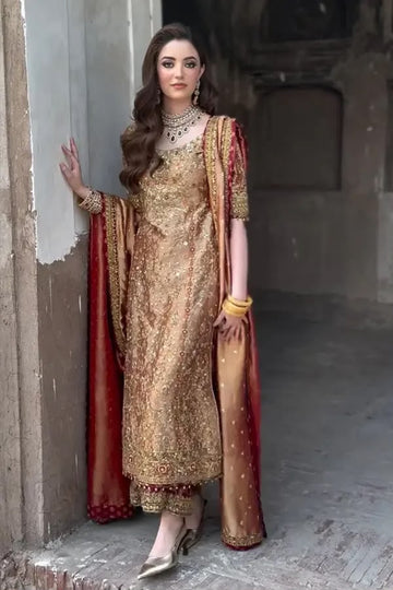 03-Piece Heavy Embroidered Shimmer Suit | Ready To Wear