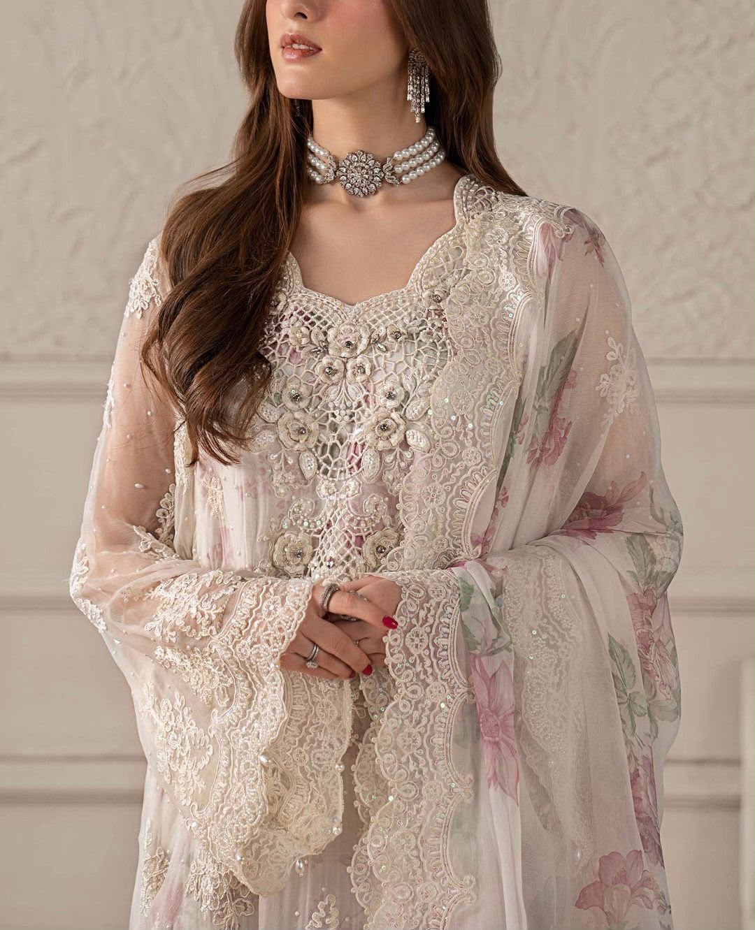 03-Piece Chiffon Suit With Printed Silk Dupatta | Ready To Wear