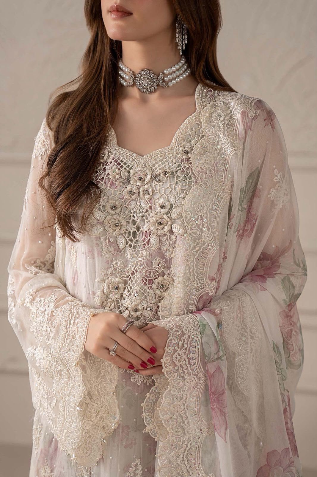 03-Piece Chiffon Suit With Printed Silk Dupatta | Ready To Wear