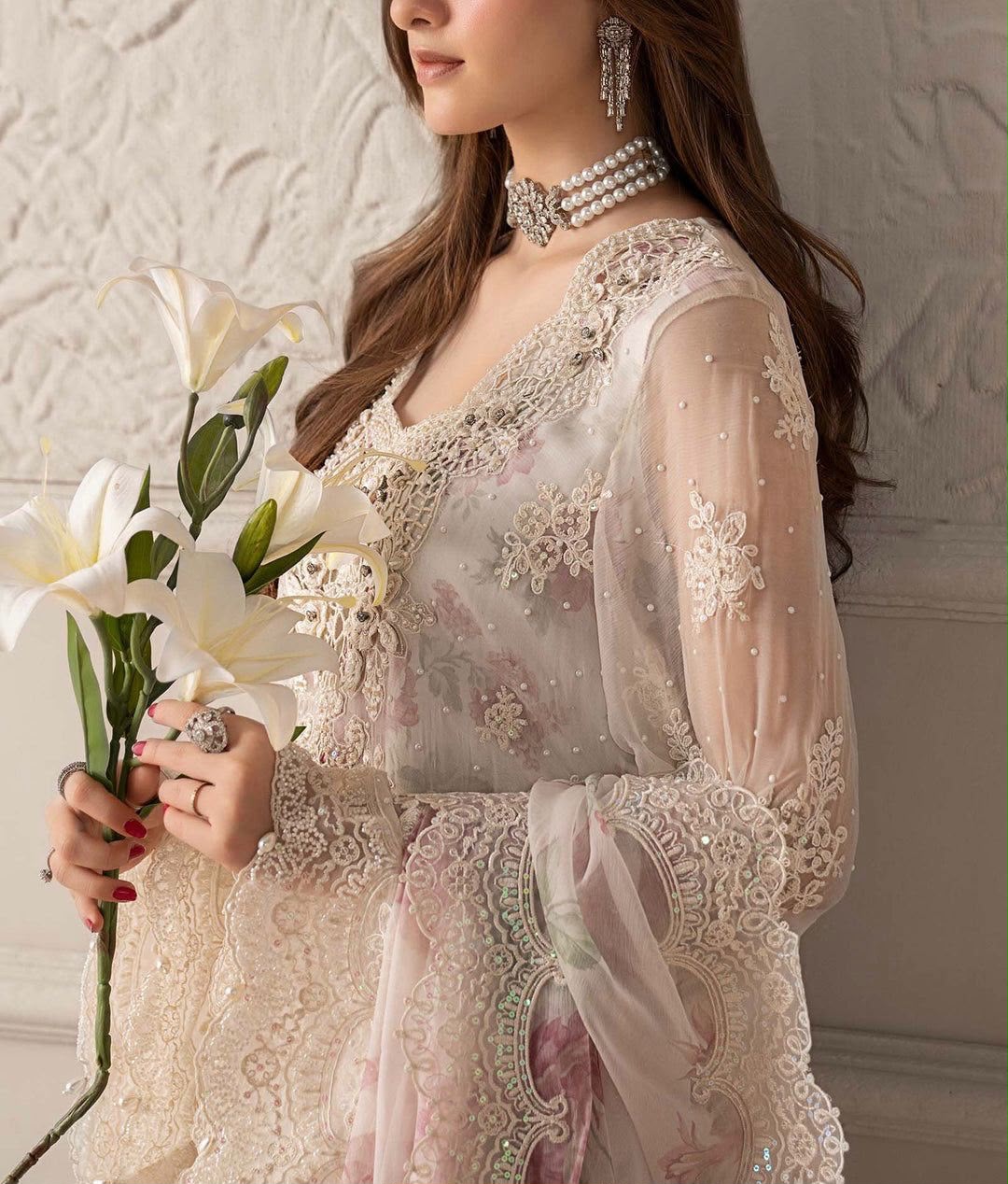 03-Piece Chiffon Suit With Printed Silk Dupatta | Ready To Wear