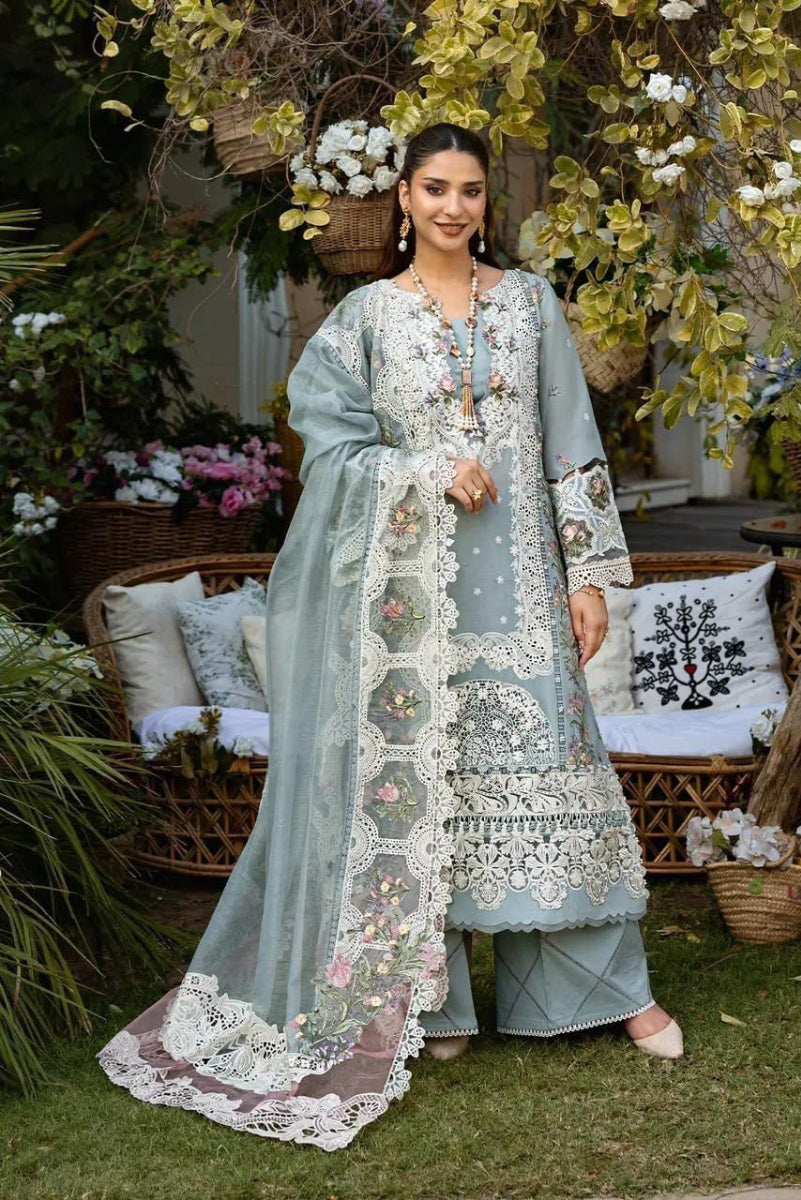 03-Piece Embroidered Lawn Suit With Net Dupatta | Ready To Wear