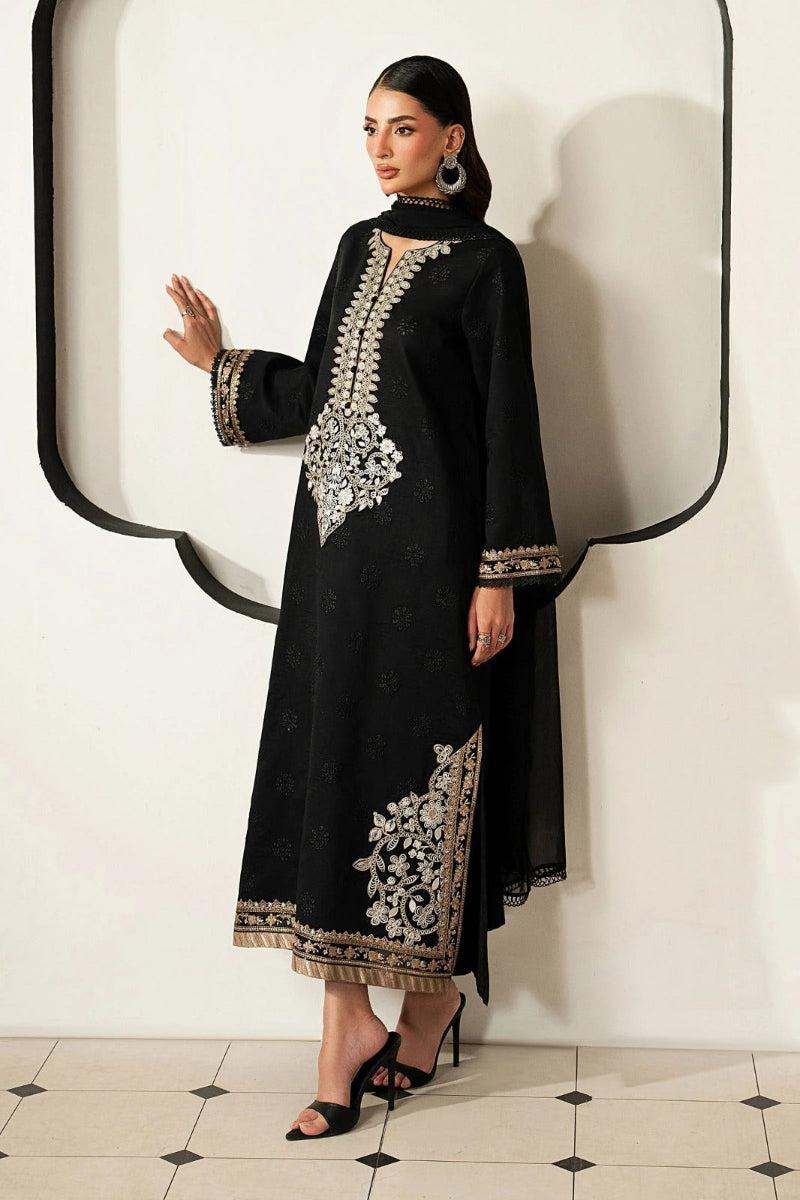 03-Piece Embroidered Lawn Suit With Chiffon Dupatta | Ready To Wear