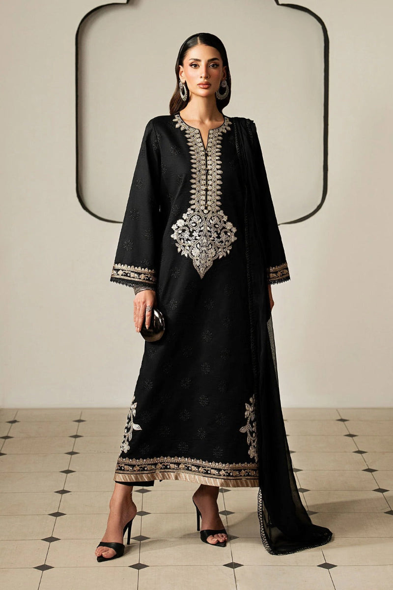 03-Piece Embroidered Lawn Suit With Chiffon Dupatta | Ready To Wear