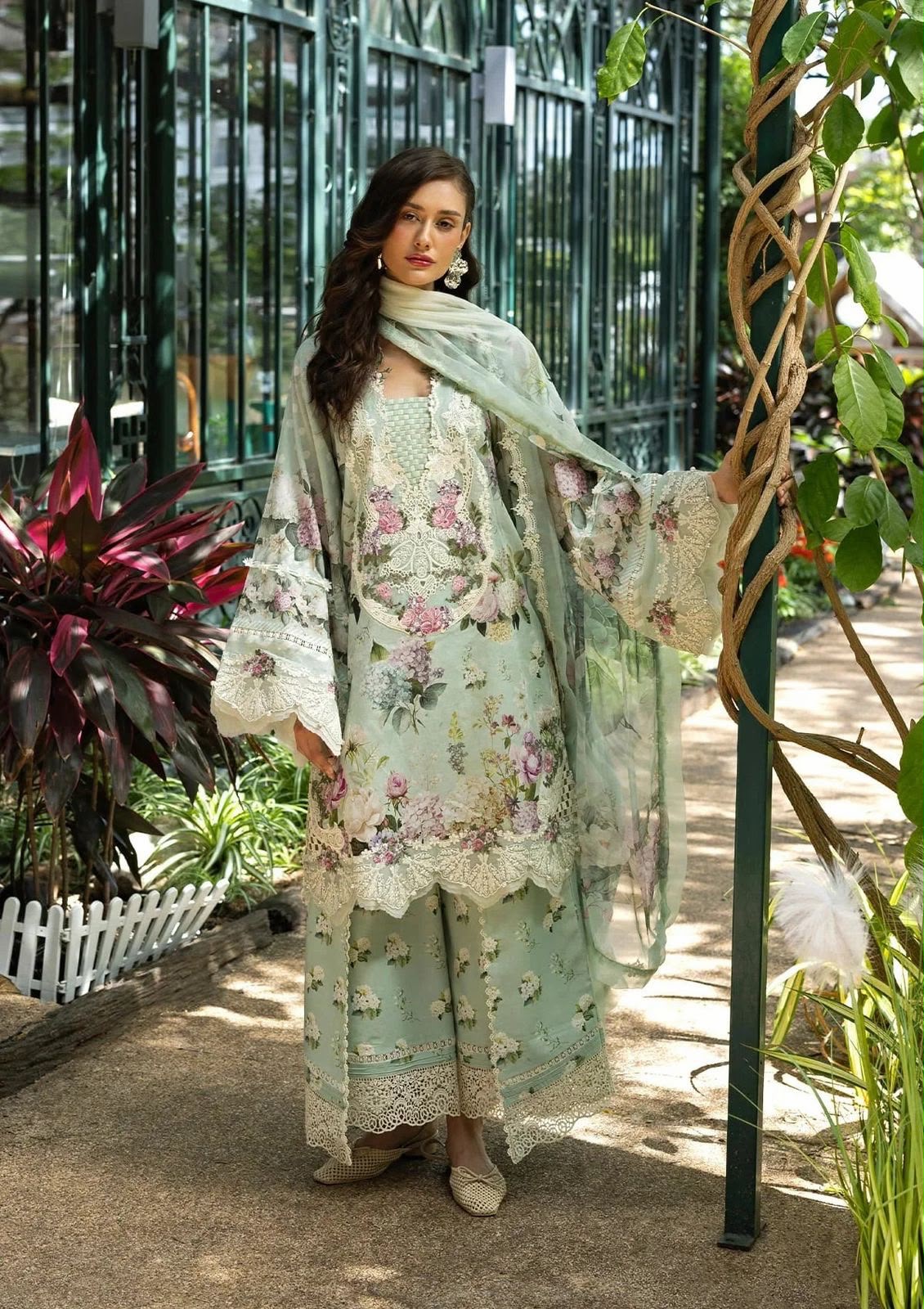03-Piece Embroidered Printed Lawn Suit With Silk Dupatta | Ready To Wear