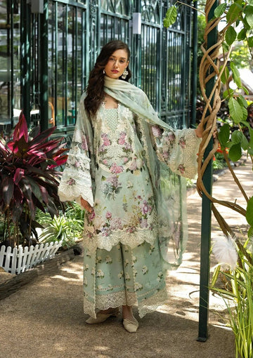 03-Piece Embroidered Printed Lawn Suit With Silk Dupatta | Ready To Wear