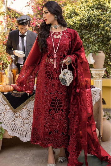 03-Piece Embroidered Lawn Suit With Organza Dupatta | Ready To Wear