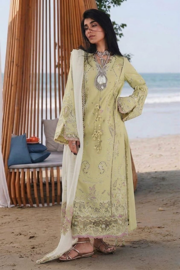 03-Piece Embroidered Lawn Suit With Net Dupatta | Ready To Wear