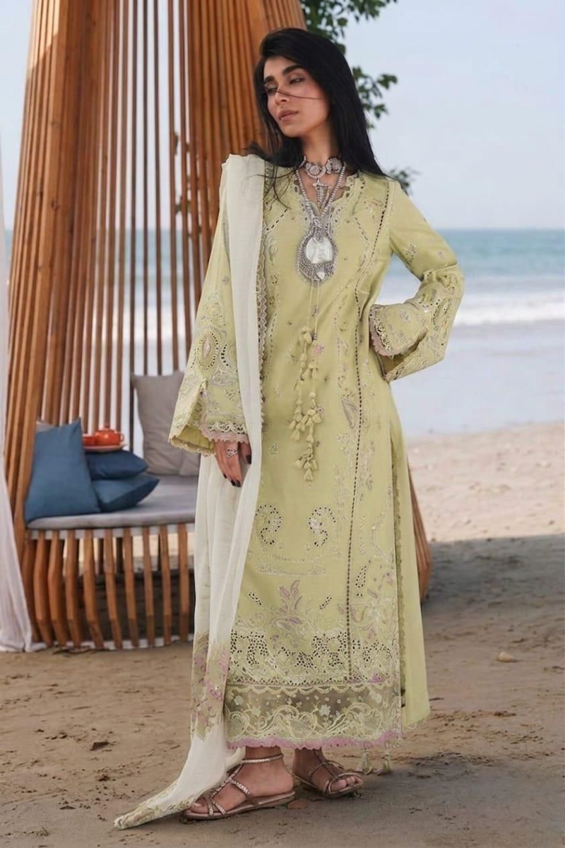 03-Piece Embroidered Lawn Suit With Net Dupatta | Ready To Wear