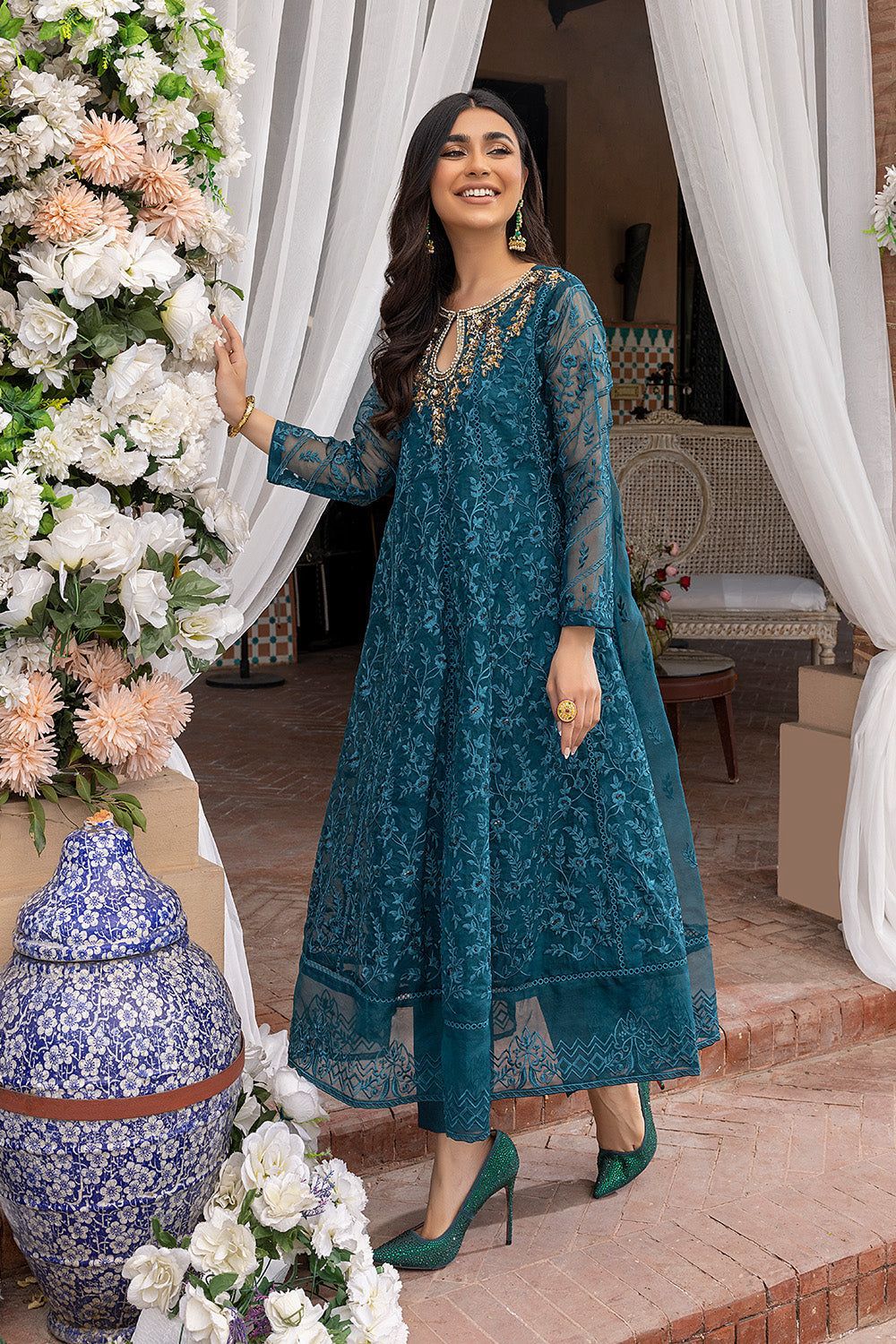 03-Piece Organza Suit With Embroidery | Ready To Wear