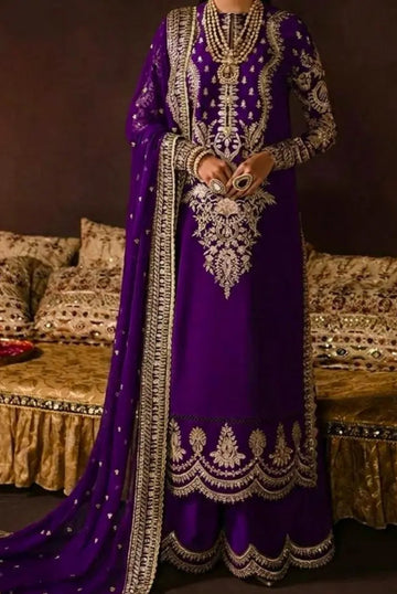 03-Piece Embroidery Sheesha Silk Suit | Ready To Wear