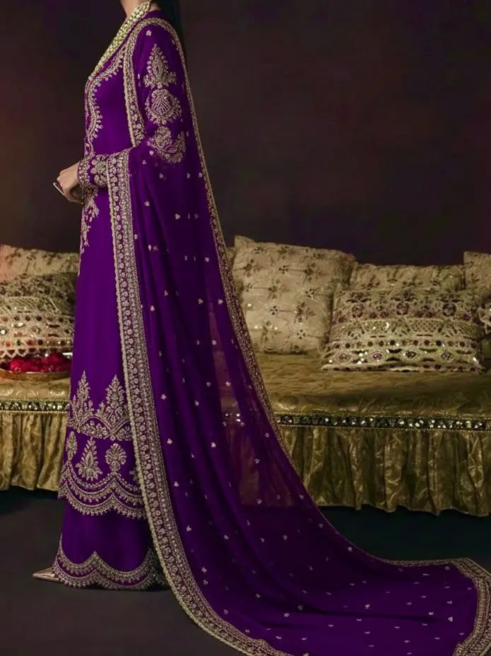 03-Piece Embroidery Sheesha Silk Suit | Ready To Wear