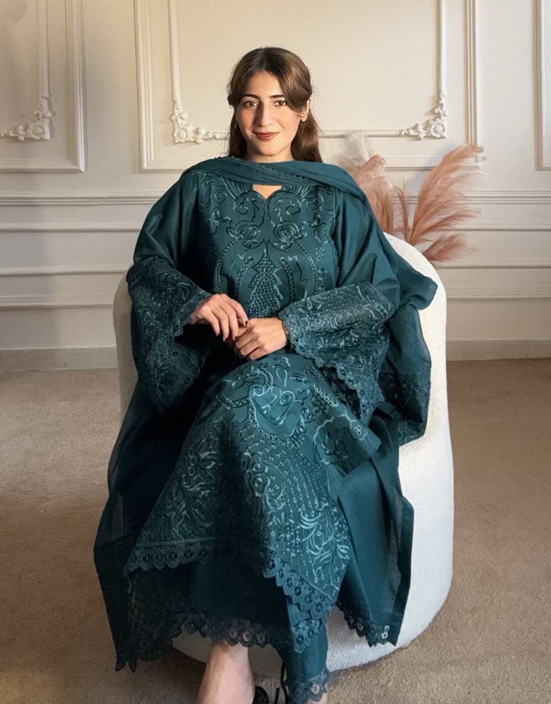 Orignal SADA SLEEK – Cambric Embroidered Suit (Stitched)