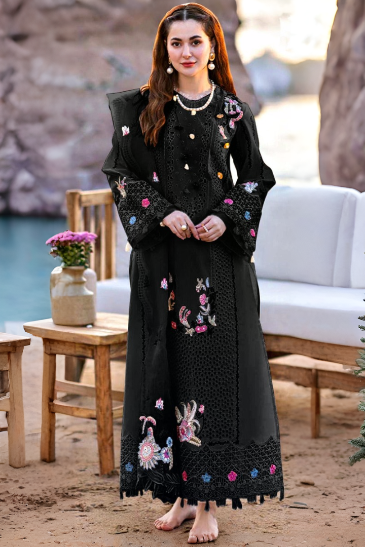 03-piece Lawn Suit With Chikankari Embroidery | Ready to wear