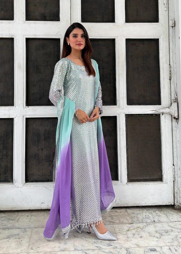 03-piece Embroidered Chiffon Suit | Ready to wear
