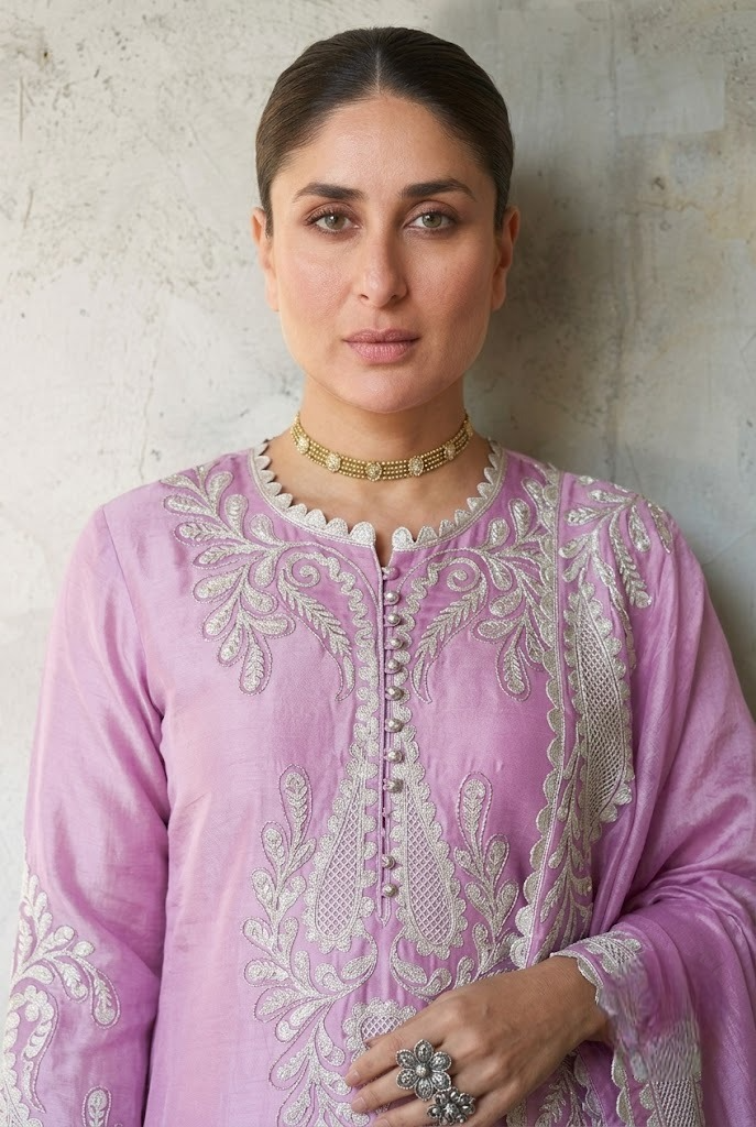 03 Piece Embroidered Lava Silk Suit - Ready To Wear