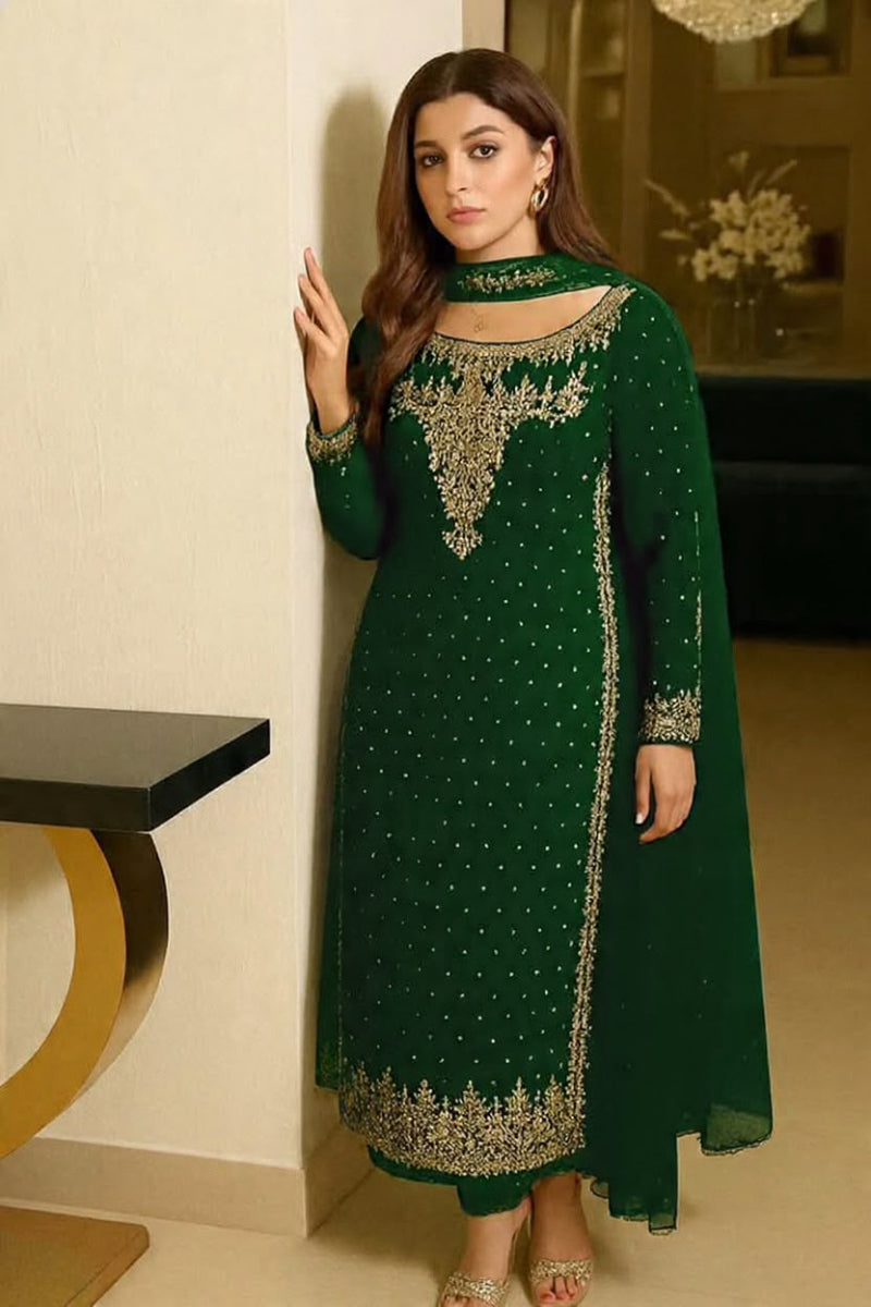 03-Piece Luxury Chiffon Embroidered Suit - Ready  To Wear