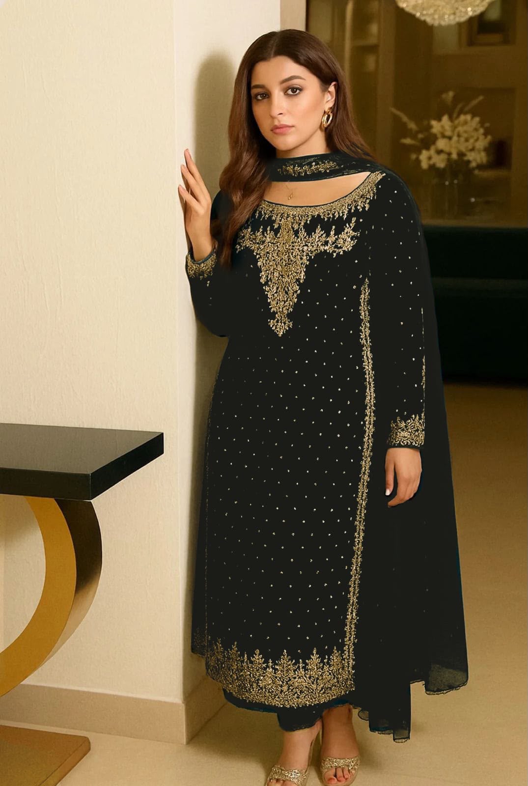 03-Piece Luxury Chiffon Embroidered Suit - Ready  To Wear