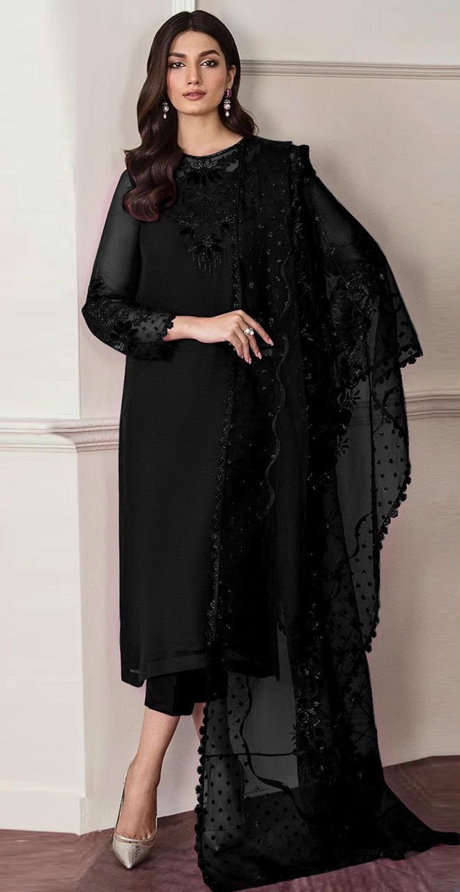 03-Piece Embroidered Chiffon Suit - Ready To Wear