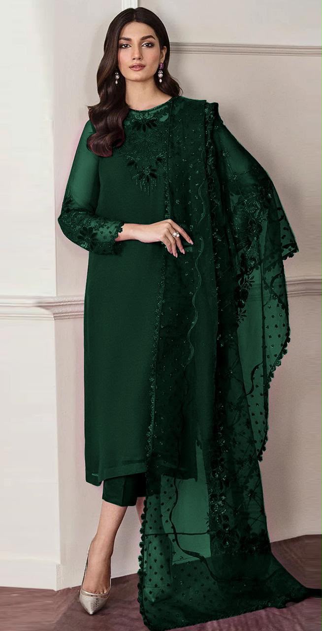 03-Piece Embroidered Chiffon Suit - Ready To Wear