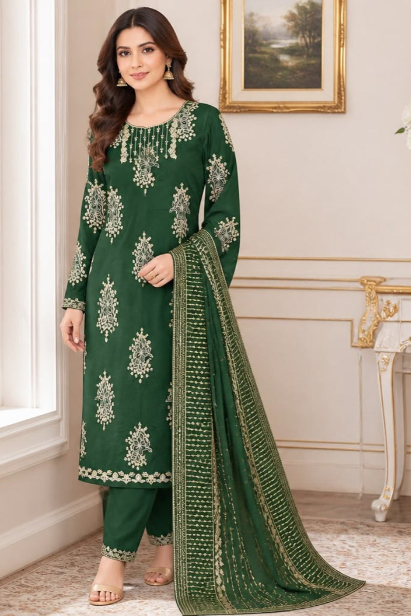 03-Piece Shamoz Silk Suit - Ready  To Wear