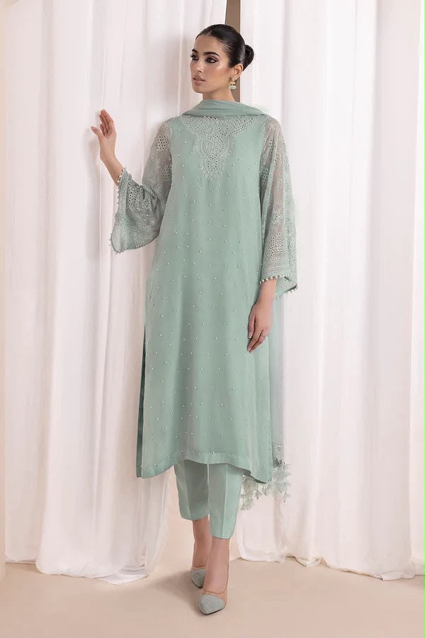03-Piece Embroidered Chiffon Suit - Ready To Wear