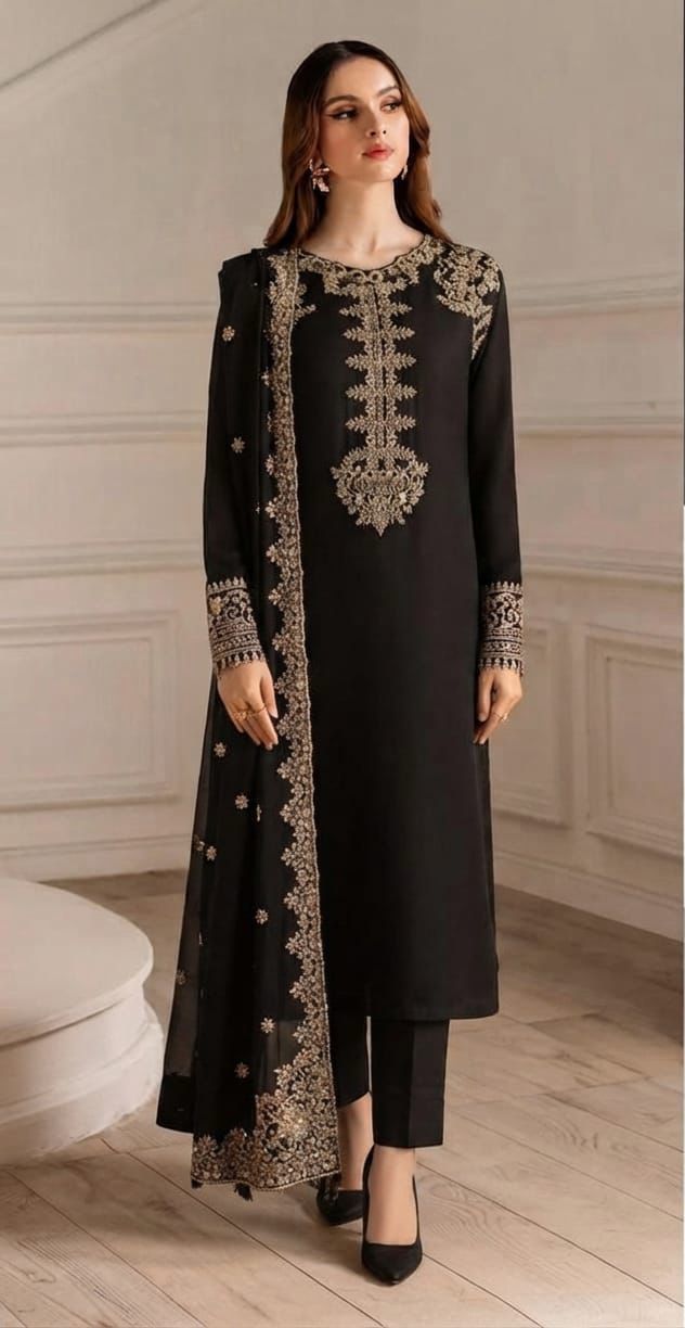 Iznik Luxury Formals Chiffon & Malai 3-piece Suit