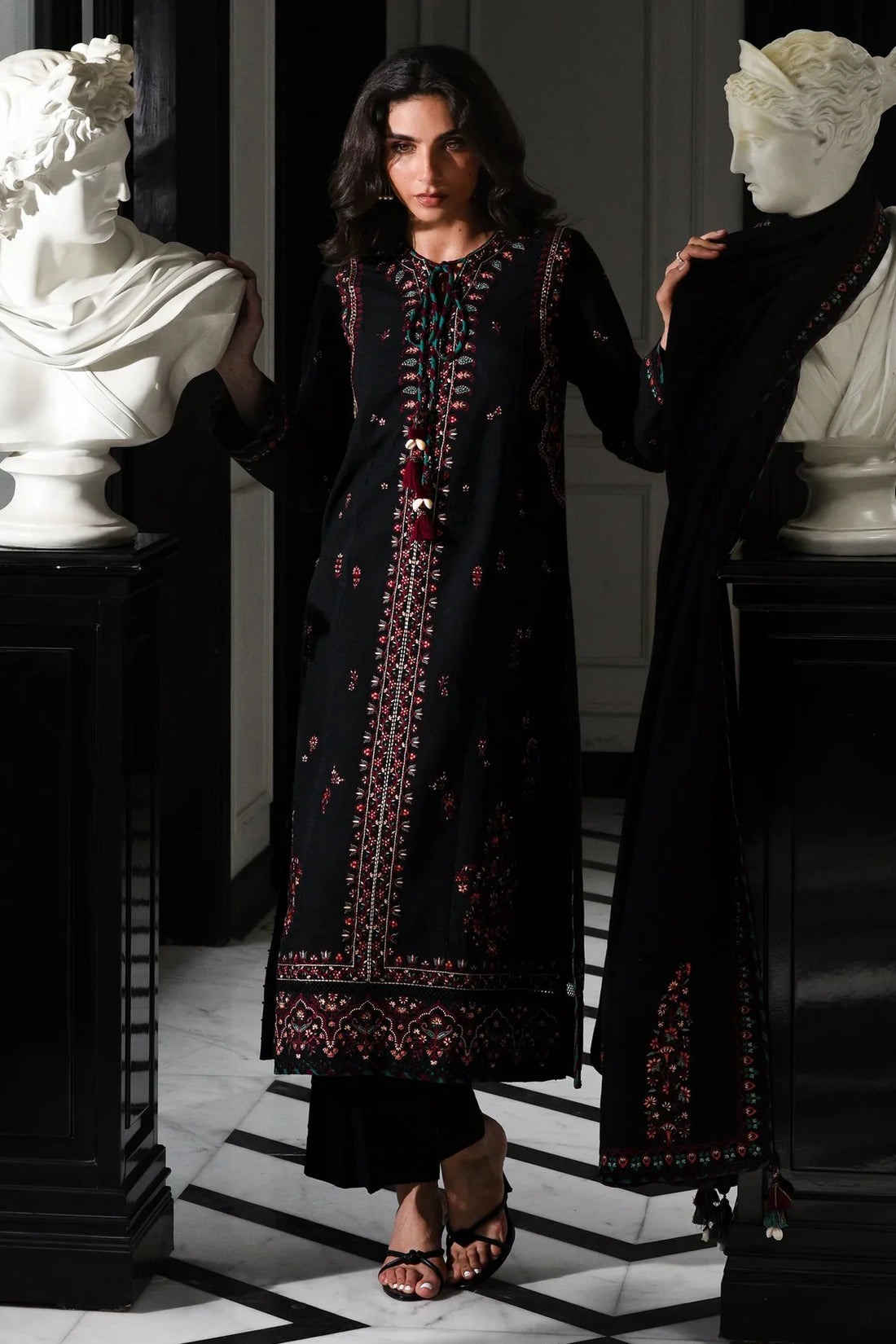 03-piece Embroidered Cotton Suit With Chiffon Dupatta | Ready to wear