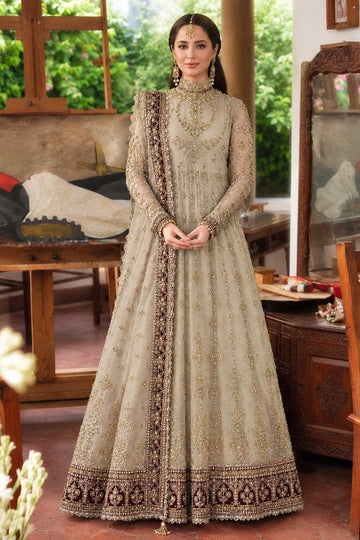 Heavy Embroidered Net 8-Kali Frock Maxi Suit with Handwork | Ready to Wear