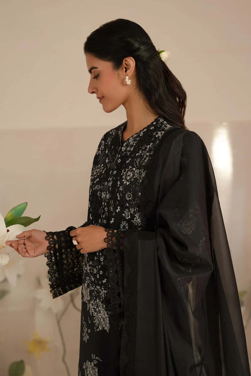03-Piece Embroidered Lawn Suit With Chiffon Dupatta | Ready To Wear