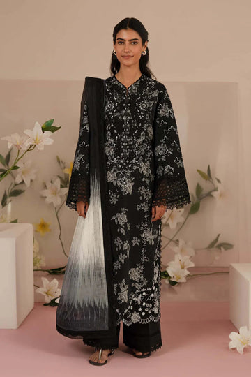 03-Piece Embroidered Lawn Suit With Chiffon Dupatta | Ready To Wear
