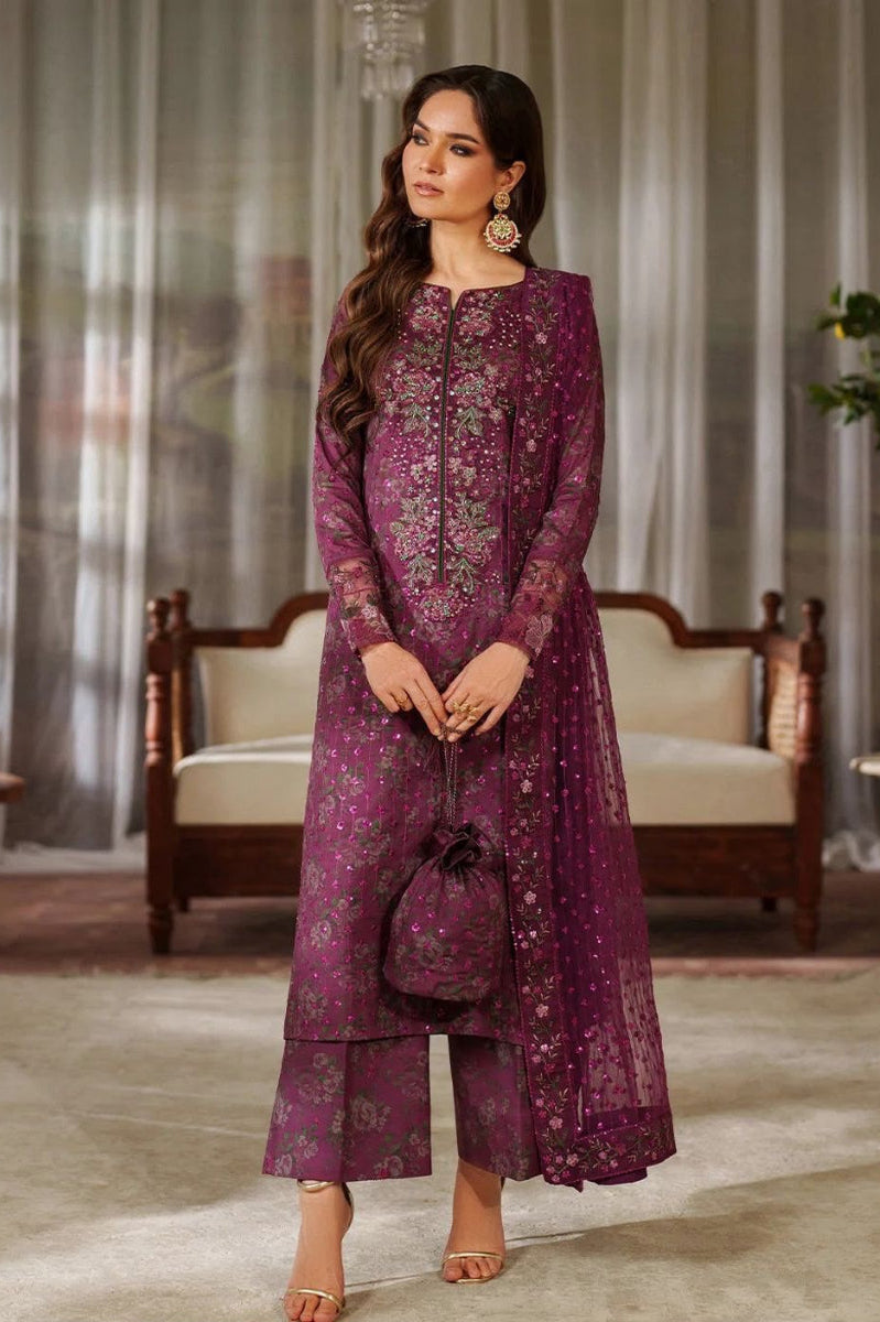Deep Purple Premium Lawn Thread & Heavy Sequence Embroidered Dress | Ready to Wear