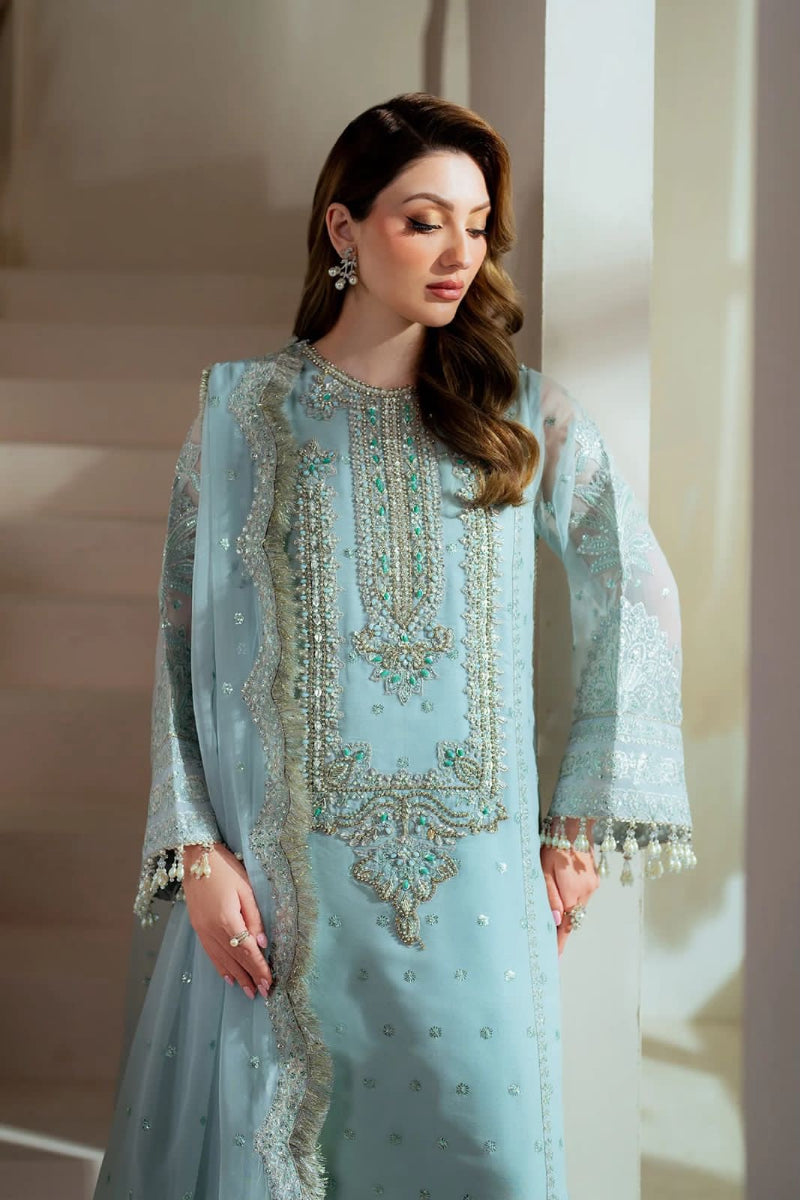 Organza 3-Piece  Suit with Hand Embellishments & Tussles | Ready to Wear